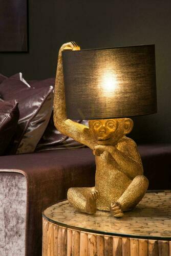 Kontrollera Bordslampa Lucide EXTRAVAGANZA CHIMP 10502/81/30 E14 guldapa, svart skärm, 45 cm