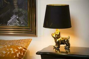 Lucide Extravaganza Sir Winston bordslampa guld porslin linne E14 13533/81/10 small 2