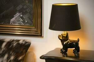Bordslampa Lucide EXTRAVAGANZA Sir Winston svart porslin linne E14 13533/81/30 small 2