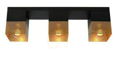 Kontrollera Plafond Lucide Renate svart guld metall 3-ljus E27 21123/03/02
