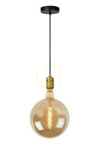 Kontrollera Pendant Light Lucide Jova Guld Svart Metall Vintage 08426/01/02