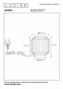 Bordslampa Lucide SUENO guld glas E14 45595/01/31 small 4