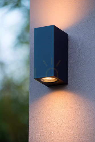 Kontrollera Lucide ZARO svart utomhusvägglampa 2×GU10 IP65 69800/02/30