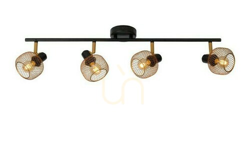 Kontrollera Lucide MAREN 4-armad spotlight i guld och svart, metall, vintage, E14 77978/04/02