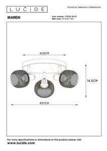 Spotlights Lucide MAREN 3-ljus vintage guld svart metall 77978/13/02 small 5