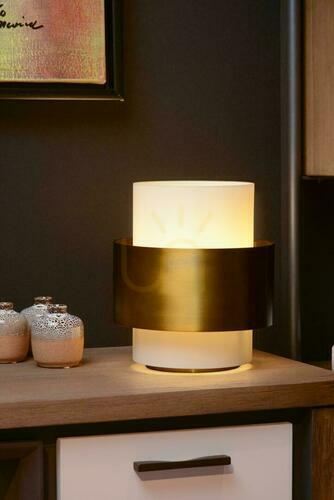 Kontrollera Bordslampa Lucide FIRMIN glas guld retro 20 cm 45597/20/02