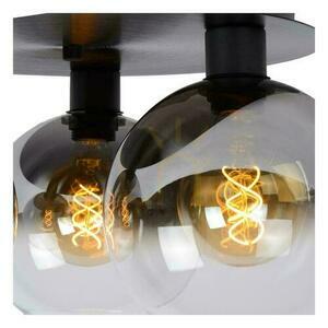 Plafond Lucide Marius svart metall glas 3-ljus 50 cm 74114/03/30 small 3