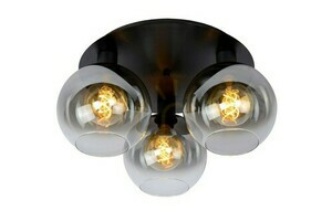 Plafond Lucide Marius svart metall glas 3-ljus 50 cm 74114/03/30 small 0