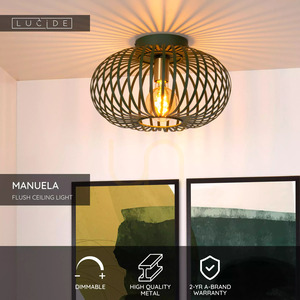 Lucide MANUELA 78174/40/33 grön metallplafond, Ø39,5 cm, 1×E27 small 4