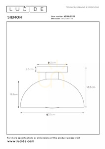 Plafond Lucide SIEMON blå stål 25 cm 45196/01/35 small 5