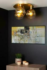 Plafond Lucide Marius 3-ljus guld metall glas 50 cm 74114/03/02 small 2
