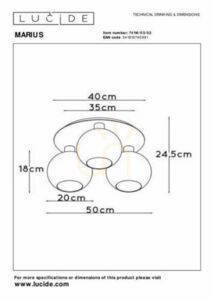 Plafond Lucide Marius 3-ljus guld metall glas 50 cm 74114/03/02 small 4