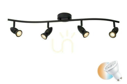 Kontrollera Spotlights Lucide CARO svart 4x GU10 LED takspotlight 13955/04/30