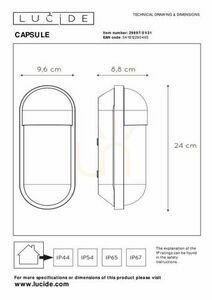 Lucide CAPSULE vit utomhus vägglampa IP65 E27 29897/01/31 small 3
