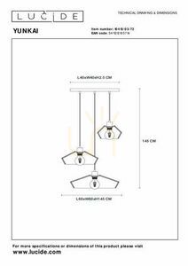 Lucide YUNKAI pendellampa trä svart Japandi 3-ljus E27 60 cm 10413/03/72 small 8