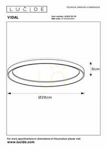 Plafond Lucide VIDAL guld metall 28 cm LED 20W 46103/20/30 small 2
