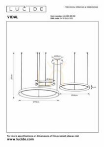 Lucide VIDAL svart LED-pendellampa 120 W, 78 cm 46403/99/30 small 3