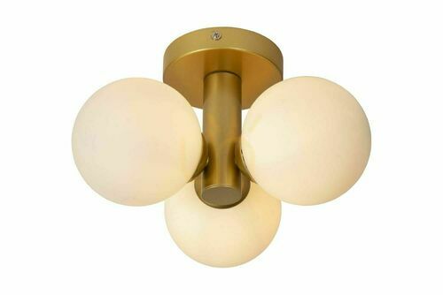 Kontrollera Lucide TRUDY plafonlampa 3-ljus guld retro IP44 G9 28 cm 74116/03/02