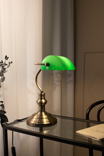 Kontrollera Bordslampa Markslöjd Bankers 105931 grön metall 42 cm