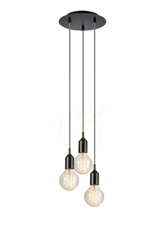 Kontrollera Pendellampa Markslöjd BRONX 108452 svart metall 3-ljus rund