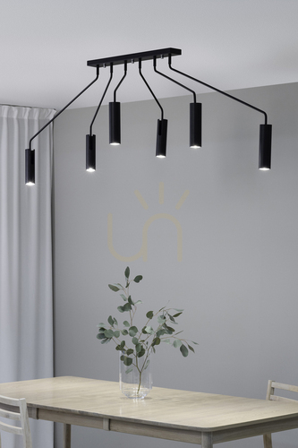 Kontrollera Plafond Markslojd Ramus 6L svart metall 192 cm 108508