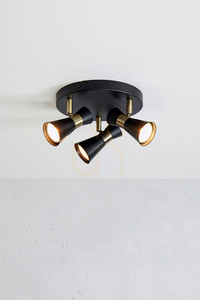 Plafond Markslojd FOLIE 108626 rund 3 lampor svart antikmässing small 1