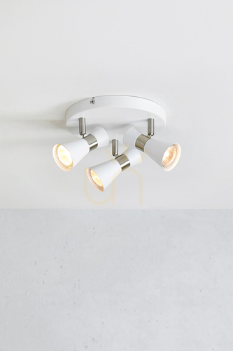 Kontrollera Plafond Markslojd FOLIE 108628 vit rund 3 lampor metall 20,5 cm
