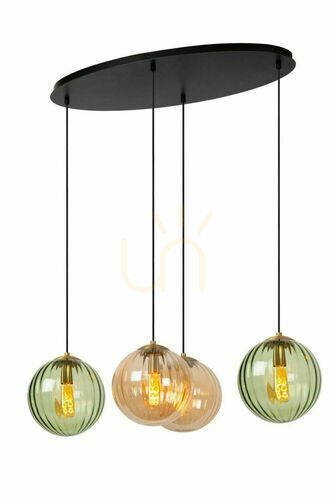 Kontrollera Pendellampa Lucide MONSARAZ grön retro 4-ljus E27 45493/04/33