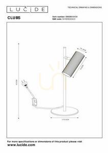 Skrivbordslampa Lucide CLUBS vit aluminium GU10 09539/01/31 small 3