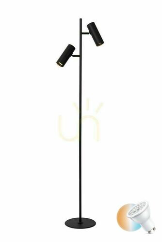 Kontrollera Lucide CLUBS golvlampa svart aluminium 2x GU10 09739/02/30