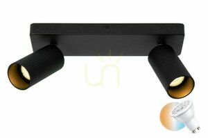 Plafond Lucide CLUBS svart aluminium 2x GU10 dimbar LED 09939/02/30 small 0