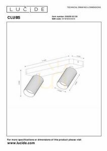 Plafond Lucide CLUBS svart aluminium 2x GU10 dimbar LED 09939/02/30 small 5