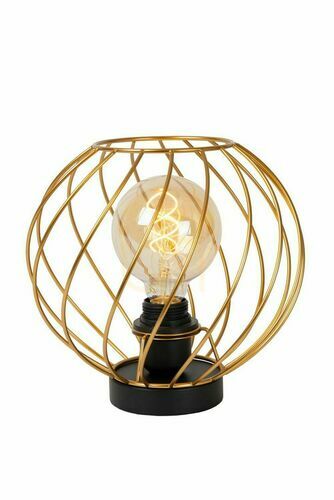Kontrollera DANZA bordslampa trådbur Ø25 cm mattguld, svart fot, E27, Lucide 21528/25/02