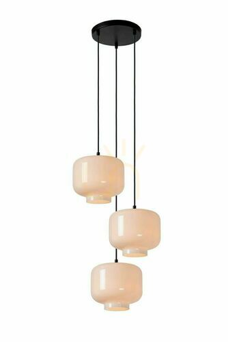 Kontrollera Lucide MEDINE pendellampa vit glas E27 3 ljus 46413/13/61