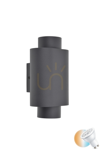 Kontrollera Vägglampa utomhus Lutec CYPRES grå aluminium LED 2 ljuspunkter 6604002118