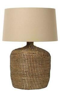 Lucide AMBALA bordslampa i sjögräs och linne, natur/vit, E27, Ø35 cm, 10551/81/73 small 1