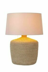 Lucide AMBALA bordslampa i sjögräs och linne, natur/vit, E27, Ø35 cm, 10551/81/73 small 0