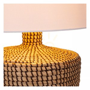 Lucide AMBALA bordslampa i sjögräs och linne, natur/vit, E27, Ø35 cm, 10551/81/73 small 4