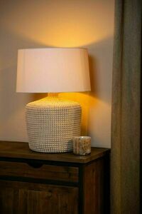 Lucide AMBALA bordslampa i sjögräs med vit linneskärm, 64 cm, E27 10552/81/73 small 0