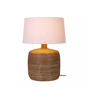 Lucide AMBALA bordslampa i sjögräs med vit linneskärm, 64 cm, E27 10552/81/73 small 2