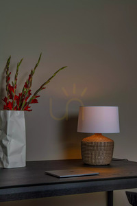 Lucide AMBALA bordslampa i sjögräs med vit linneskärm, 64 cm, E27 10552/81/73 small 3