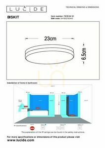 Plafond Lucide BISKIT vit LED 12W IP44 23 cm 79111/24/31 small 4