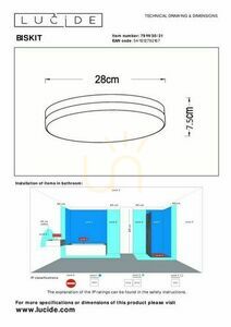 Plafond Lucide BISKIT vit 28 cm LED IP44 18W 79111/30/31 small 4