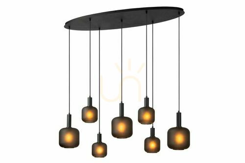Kontrollera Pendellampa Lucide ELOISE svart glas metall 7 ljuspunkter 45405/07/30