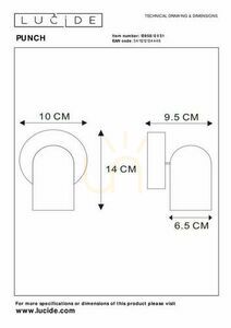 Spotlight Lucide PUNCH vit metall GU10 1-ljus 13958/01/31 small 3