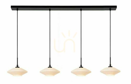 Kontrollera Lucide TREVOR taklampa svart glas metall 4-ljus 25414/04/61