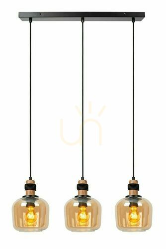 Kontrollera Pendellampa Lucide ILONA svart glas 3-ljus 70 cm 45408/03/62