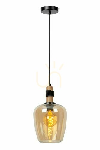 Kontrollera Pendellampa Lucide ILONA svart glas E27 45408/22/62