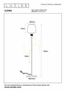 Golvlampa Lucide ILONA bärnstensfärgad/svart retro 150 cm E27 45708/01/62 small 4
