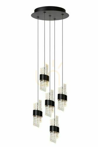 Kontrollera Lucide KLIGANDE svart LED pendellampa 5-ljus 13496/36/30
